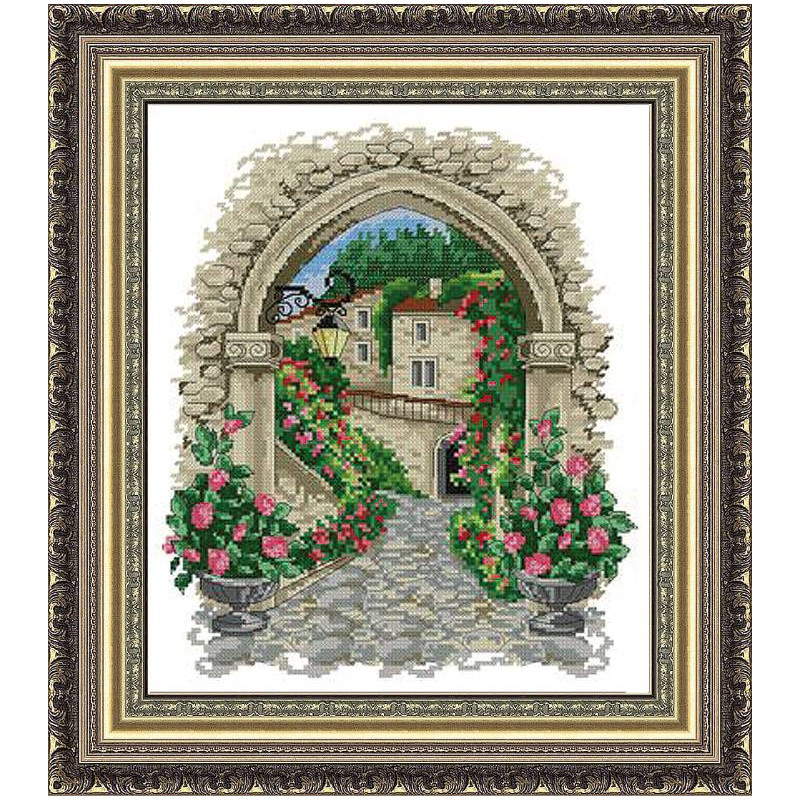 Набір для вишивання хрестиком Леді, арка у квітах,  01076
