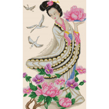 Cross-Stitch Kit , Leds, Geisha with pink flowers, 01059