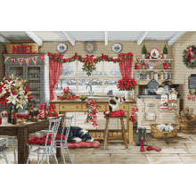 Набор для вышивания крестиком Luca-S, Рождественская кухня в деревянном доме (BU5053)